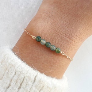 Bracelet agate mousse verte, bracelet femme, bracelet pierre naturelle, cadeau Noël pour femme. 2. Agate mousse 5