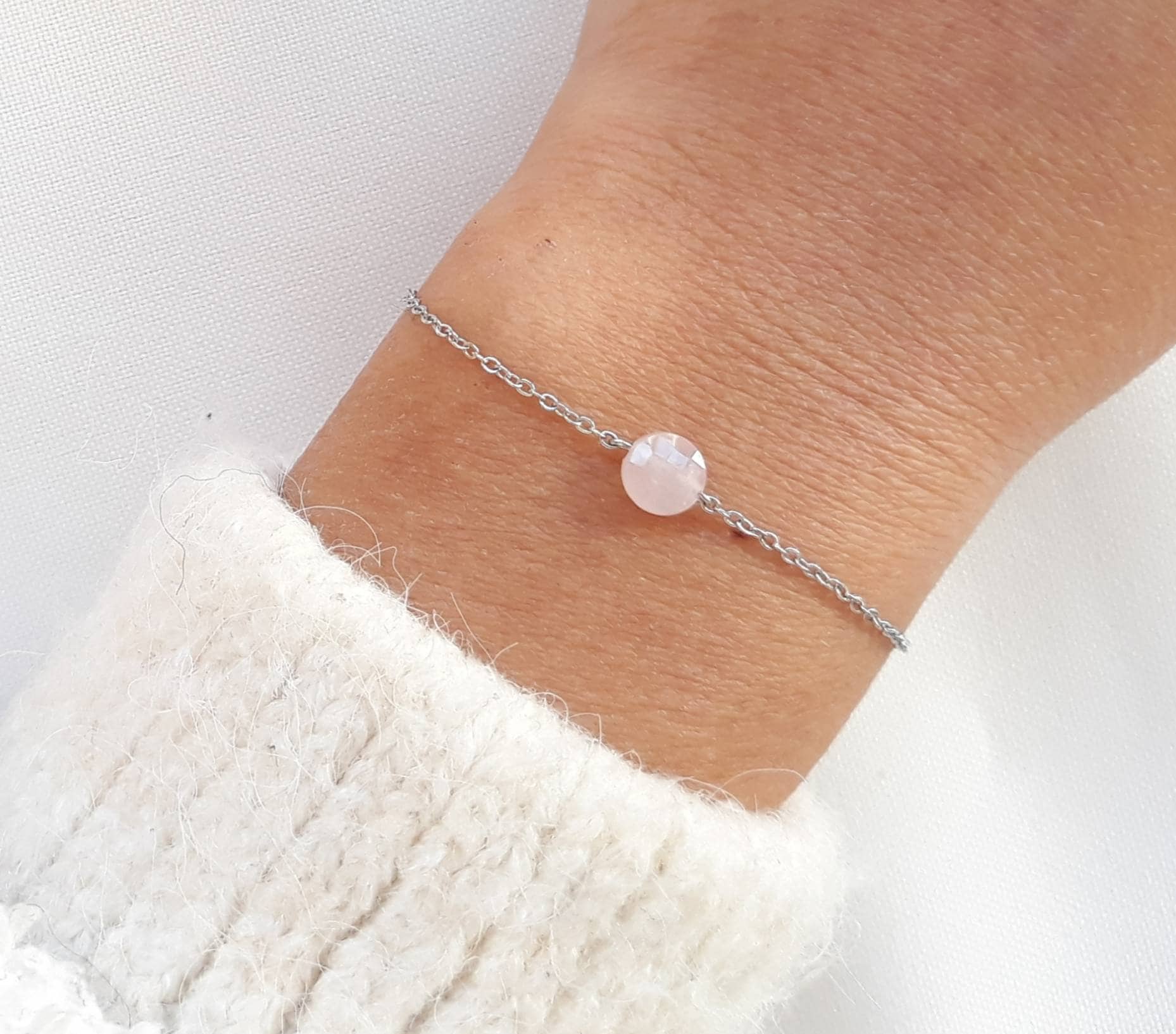 Set di quarzo rosa con chakra del cuore: braccialetto con pepite di quarzo rosa e grandi scaglie di quarzo rosa, bellissimo set di amore