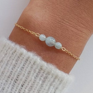 Bracelet aigue marine, cadeau anniversaire mars, bracelet pierre naturelle, 2 choix disponibles. image 3