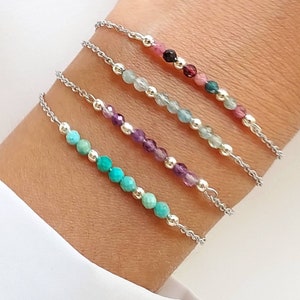 Bracelet minimaliste en acier inoxydable, bracelet tourmaline, bracelet topaze, bracelet améthyste, bracelet turquoise, cadeau pour femme. image 10