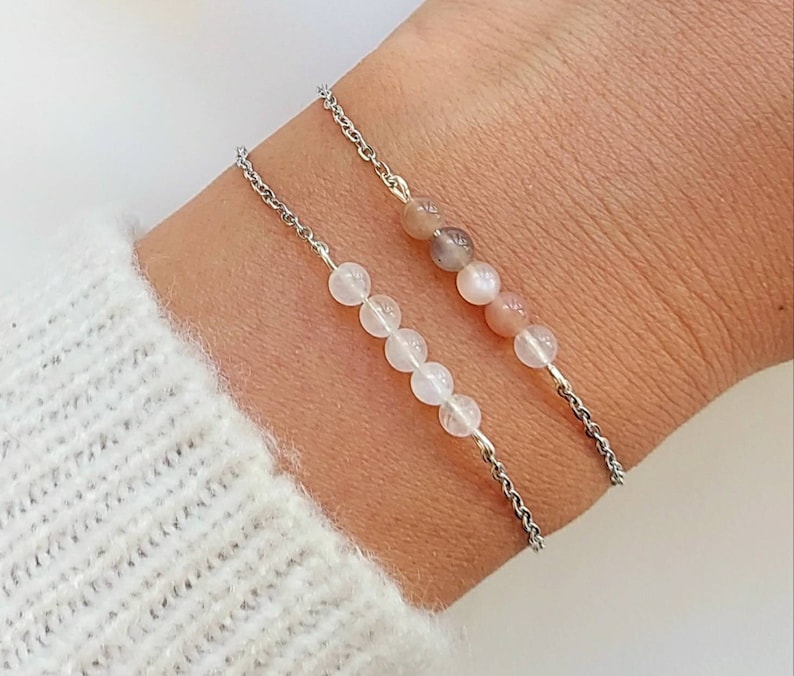 Pulsera piedra luna, pulsera de piedras naturales, joyería para mujer, pulsera de oro fino, regalo para mujer, pulsera de oro fino, regalo de navidad. imagen 6