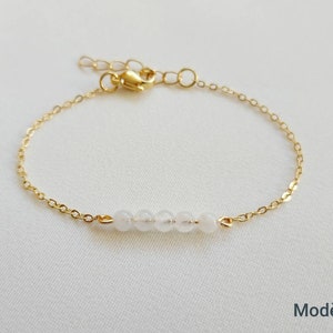 Pulsera piedra luna, pulsera de piedras naturales, joyería para mujer, pulsera de oro fino, regalo para mujer, pulsera de oro fino, regalo de navidad. Modèle 1