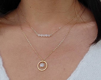 Collier pierre de lune blanche, bijoux femme, collier pour femme, bijou pour mariage.