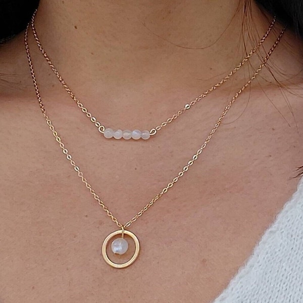 Collier pierre de lune blanche, bijoux femme, collier pour femme, bijou pour mariage.