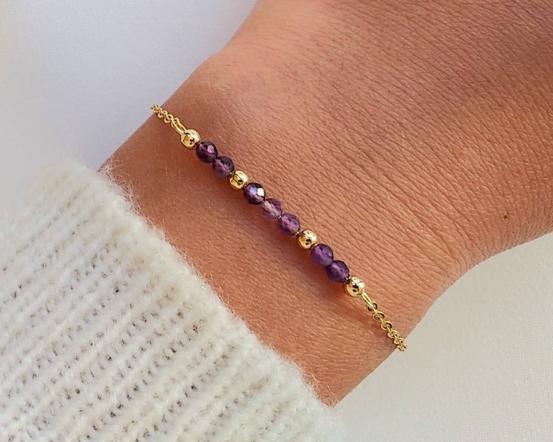 Bracelet minimaliste en acier inoxydable, bracelet tourmaline, bracelet topaze, bracelet améthyste, bracelet turquoise, cadeau pour femme. image 7