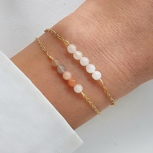 Moonstone bracelet, multicolored pearl bracelet, fine gold natural stone jewelry, women&#39;s gift, trendy gold bracelet, silver bracelet
