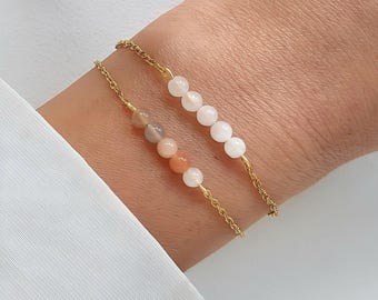 AWARDSEN Bracciale Donna In Pietre Naturali Amazonite Con Perline E Dettagli Oro - Regalo In Elegante Scatola - 3