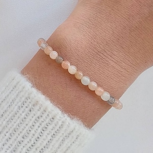 Bracelet pierre de lune adulaire blanche du Sri Lanka perles de