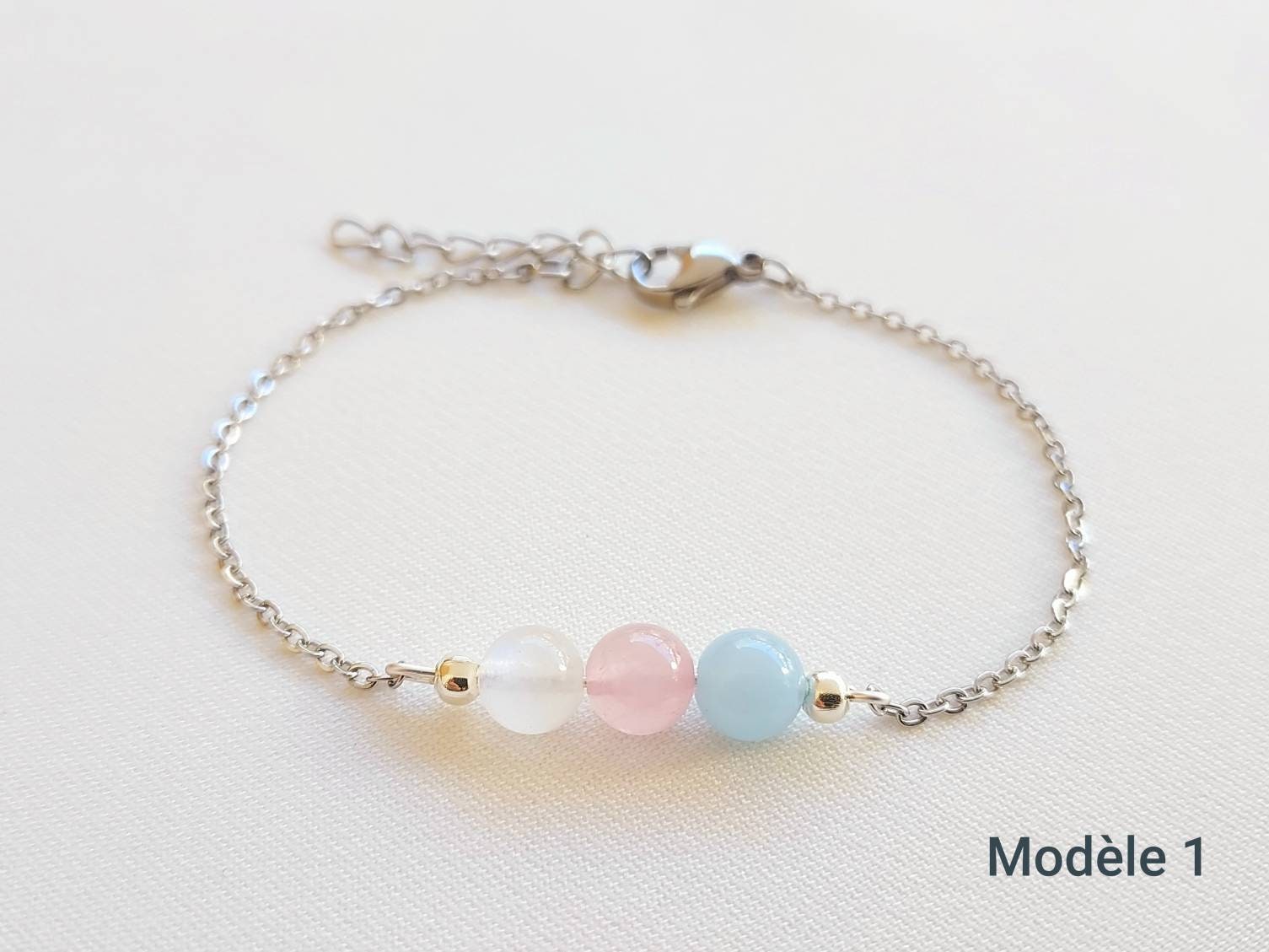 Bracciale Donna In Pietre Naturali – Quarzo Rosa, Pietra Di Luna E Acquamarina, Perline Da 4 Mm, Cordino Regolabile, Elegante E Raffinato