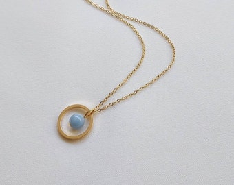 Fine necklace with angelite pendant, natural stone necklace, gift for women.