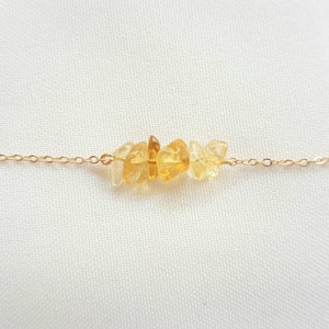 Bracelet citrine, bracelet pierre brute, bracelet femme, bracelet chaîne or. image 5