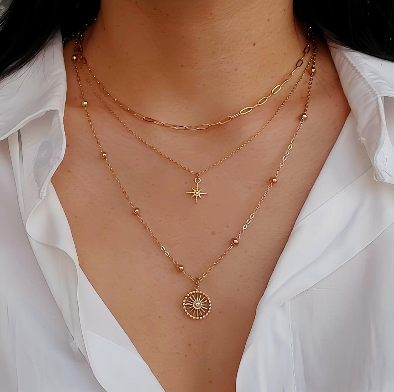 Collana da donna dorata con perle | Rose Soleil