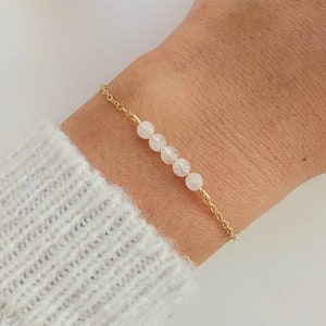 Moonstone bracelet, natural stone bracelet, women's jewelry, fine gold bracelet, gift for women, fine gold bracelet, Christmas gift. image 2