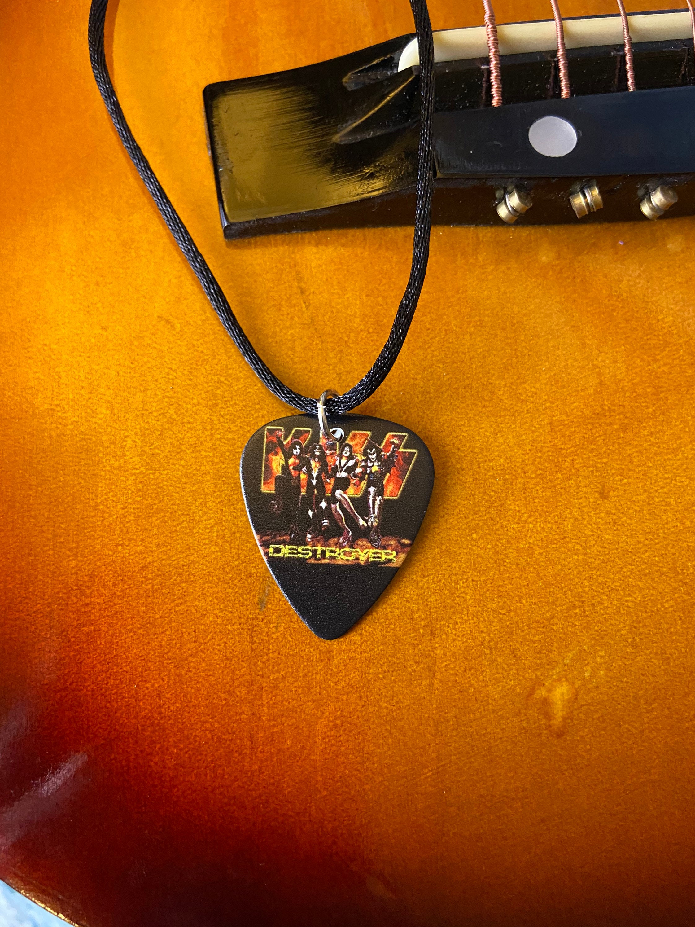 KISS Guitar Pick Necklace Favorite Band Mens Necklace Etsy