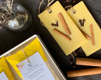 Duftende Wachstabletten - Zimt, Nelke & Vetiver (Hergestellt aus USDA-zertifizierten biologischen ätherischen Ölen, die mit Bienenwachs infundiert sind)