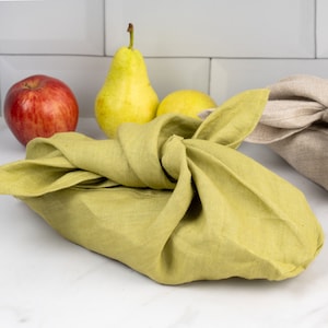 Moss Green & More Colors Linen Bento Bag, bento bags in 100 % hemp fabric, bread bag, produce storage bag