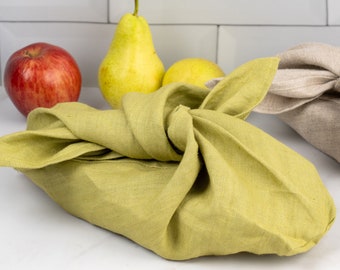 Bolsa bento de lino de color verde musgo y más colores, bolsas bento en tela 100 % cáñamo, bolsa para pan, bolsa para almacenar productos