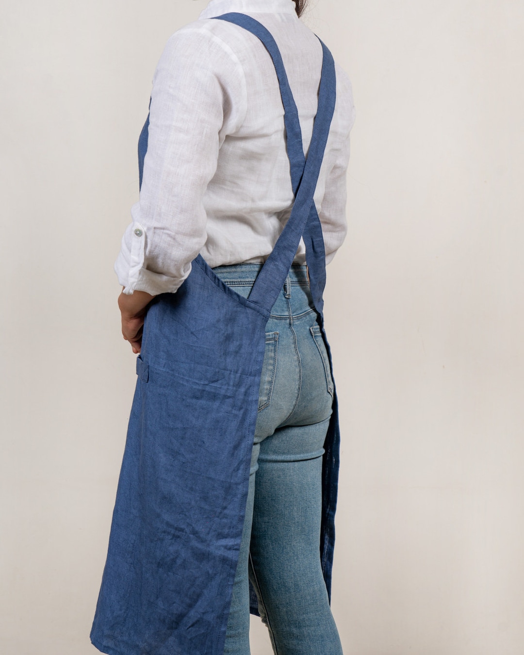 Hemp Linen Cross Back Apron in Assorted Colors , Linen Aprons, Hemp