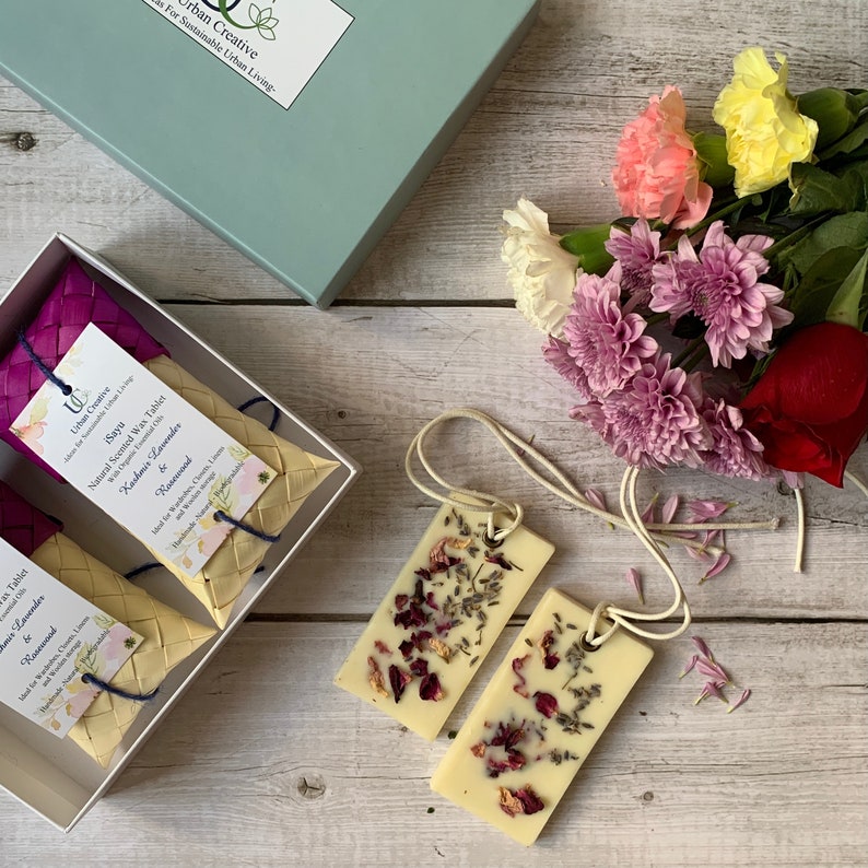 Duftende Wachstabletten - Lavendel und Rosenholz (Hergestellt aus USDA-zertifizierten biologischen ätherischen Ölen, die mit Bienenwachs infundiert sind) Bild 6
