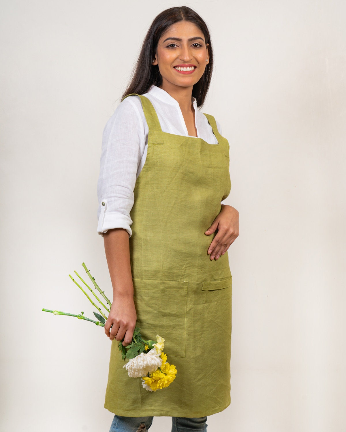 Assorted Aprons Hemp Linen Cross Back Apron in Assorted Colors , Linen Aprons, Hemp ...