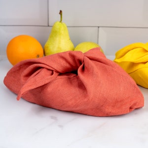 Rust Red and more colors Hemp Linen Bento Bag, bento bags in 100 % hemp fabric, bread bag, produce storage bag