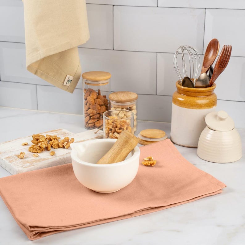Organic Cotton Tea Towel, Kitchen Towel, dish cloth in 100% certified Organic Cotton in natural plant based dyes (18" x 27") image 5