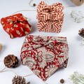 Red furoshiki fabric gift wrap in 100% cotton hand block printed with natural dyes