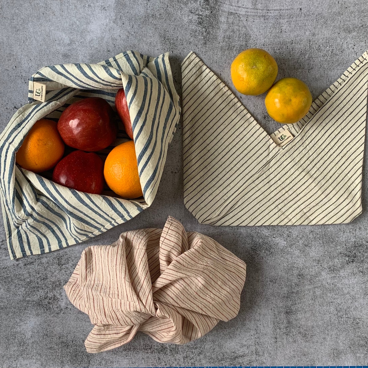 Set of 3 Organic Cotton Bento Bags in Indian Heirloom Cotton in Assorted Sizes and Patterns - Etsy