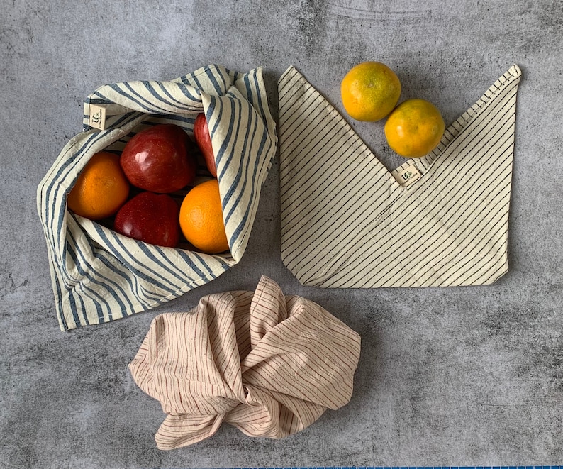 Organic Cotton Bento Bag, Bento Wrap in Indian heirloom cotton in assorted sizes and patterns Assorted