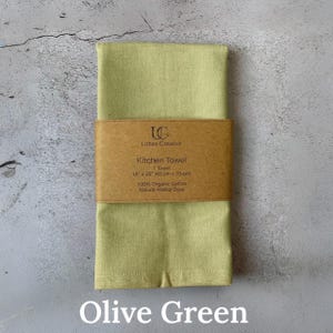 Organic Cotton Tea Towel, Kitchen Towel, dish cloth in 100% certified Organic Cotton in natural plant based dyes (18" x 27") Olive