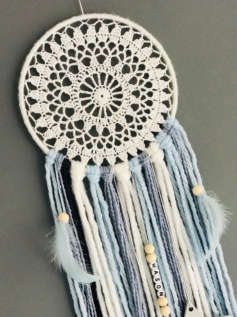 Personalised Baby Boy Blue Dream Catcher Shower Gift Nursery Etsy