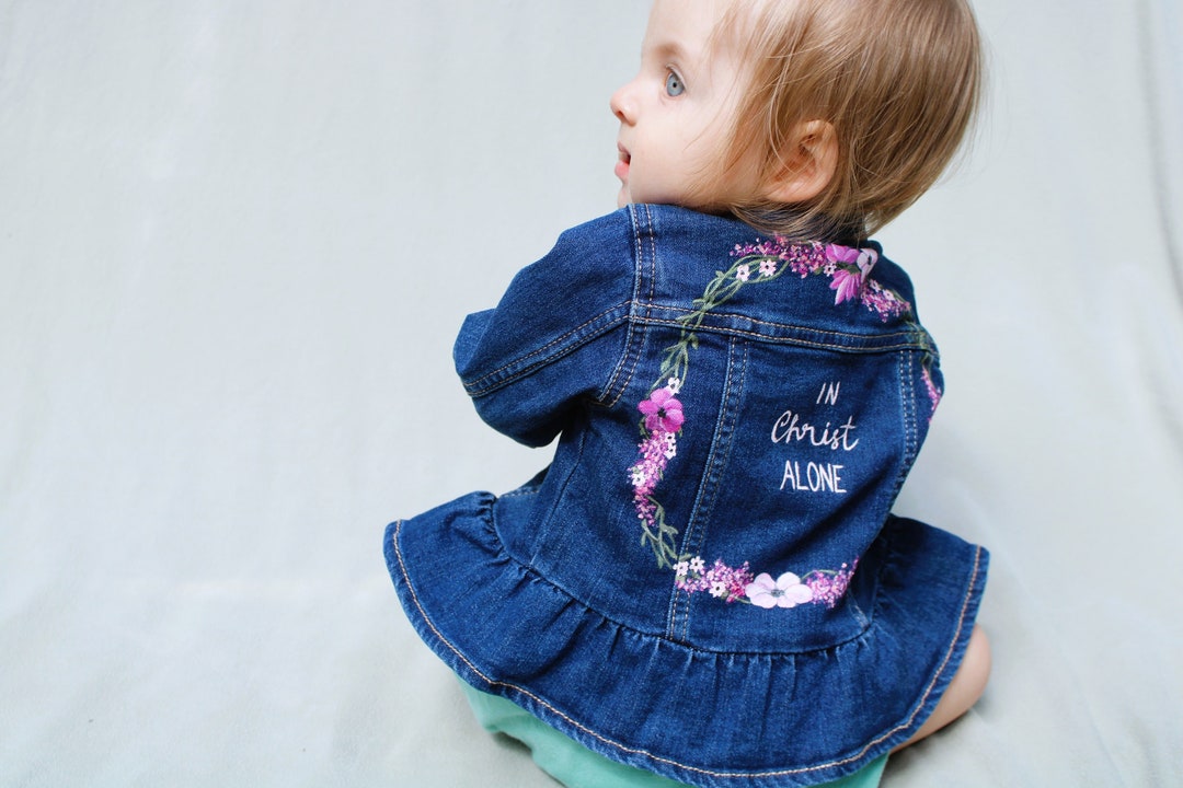 Hand Painted Baby Girl Jacket in Christ Alone Pink Etsy
