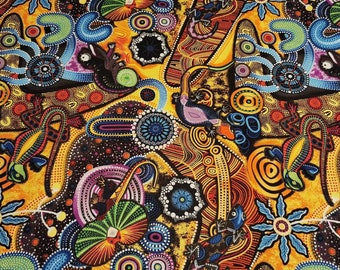 Aboriginal Inspired Fabric Malkamalka Desert Stripe Fabric Half yard