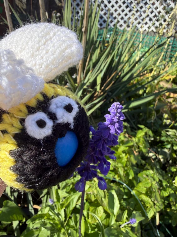 Puking Bee Stress Ball | Handmade Knitted Bumblebee | Funny Gag Gift | Weird Bee Desk Decor | Novelty Fiber Art