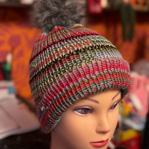 Scrap Yarn Reversible Hat – Addi/Sentro Idea Share (NOT a Pattern)