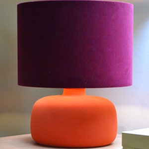 Recycled flocked orange table lamp with shade