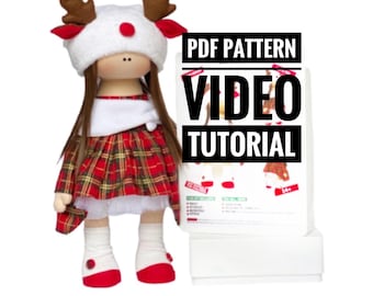 Samouczek PDF Książka z wykrojami do szycia lalek Zrób własną lalkę szmacianą z materiału DIY [Renifer]