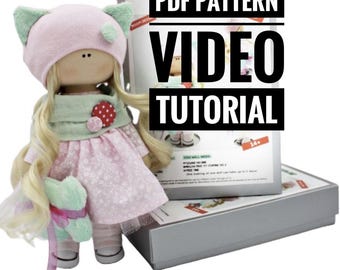 PDF tutorial Doll sewing Pattern Book Make your own Textile Rag Doll DIY [Kitty]