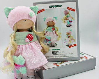 DIY doll Kit Make your own Interior Doll Sewing kit Pattern (Kitty)