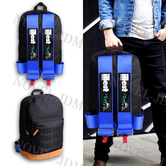 JDM Bride Racing Backpack With STI Racing Harness Shoulder GREEN straps