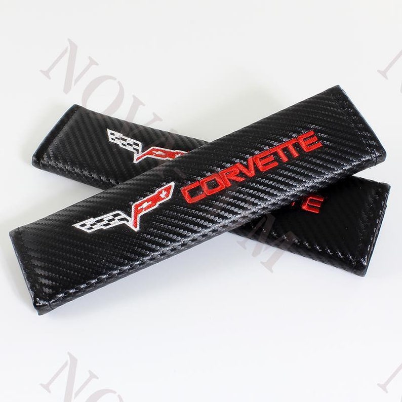 2X Carbon Fiber Pattern ST Racing Embroidery Car Seat Belt Shoulder Pad For Ford
