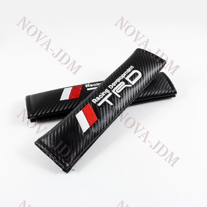 2X Carbon Fiber Pattern ST Racing Embroidery Car Seat Belt Shoulder Pad For Ford