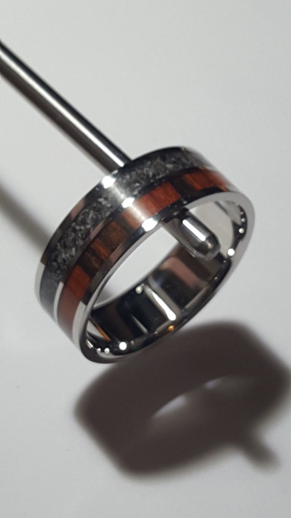Handmade made ashes ring with 316 surgical stainless steel real Rosewood and cremation ashes.