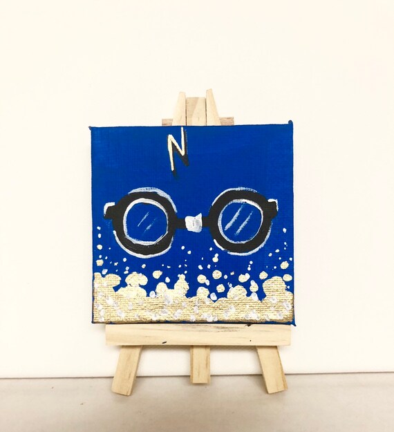 Harry S Glasses Handpainted Mini Canvas Tiny Painting Etsy
