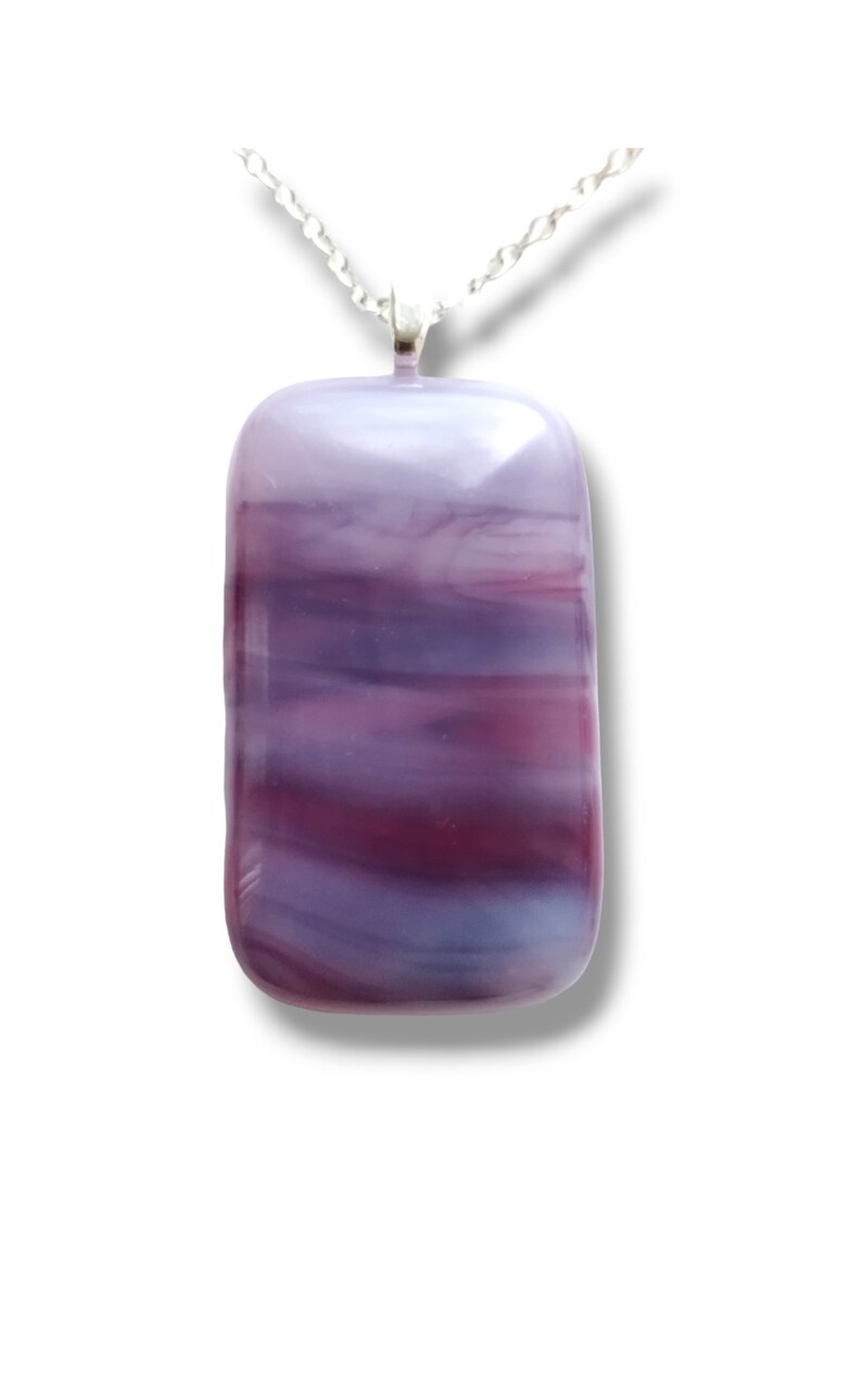 Handmade Fused Glass Purple and pink Shades Pendant Corrine Thorne Glass Artist great gift idea image 1