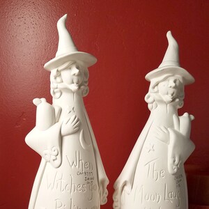 Witches SET of 2 Ceramic Bisque | Fall Decor | Ready to Paint, DIY | FALL