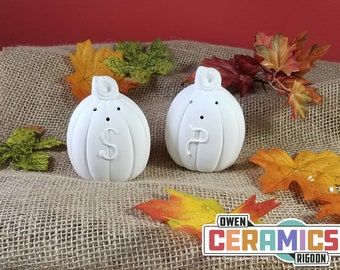 Pumpkin Salt + Pepper Set 4" | Fall Decor | Bisque, Ready to Paint, DIY | FALL