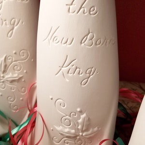 Christmas Verse Angels Ceramic Bisque SET of 4 Hark Glory Peace Good Will Ready to Paint, DIY Christmas image 6