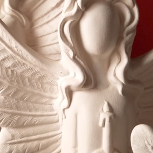 Christmas Verse Angels Ceramic Bisque SET of 4 Hark Glory Peace Good Will Ready to Paint, DIY Christmas image 3