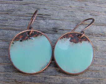 Enameled Penny Earrings